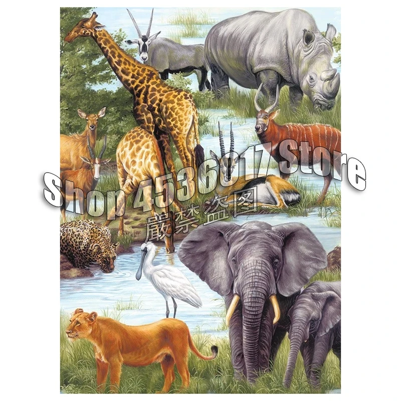 DIY Diamond Embroidery Animal Kingdom Elephant giraffe lion Diamond Mosaic Full Diamond Painting Kit Home Decor Gift Christmas