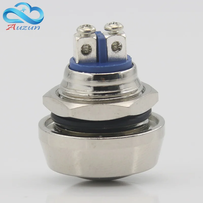 12mm reset metal push button switch 3A220V ball head copper plated nickel car horn door control switch screw foot