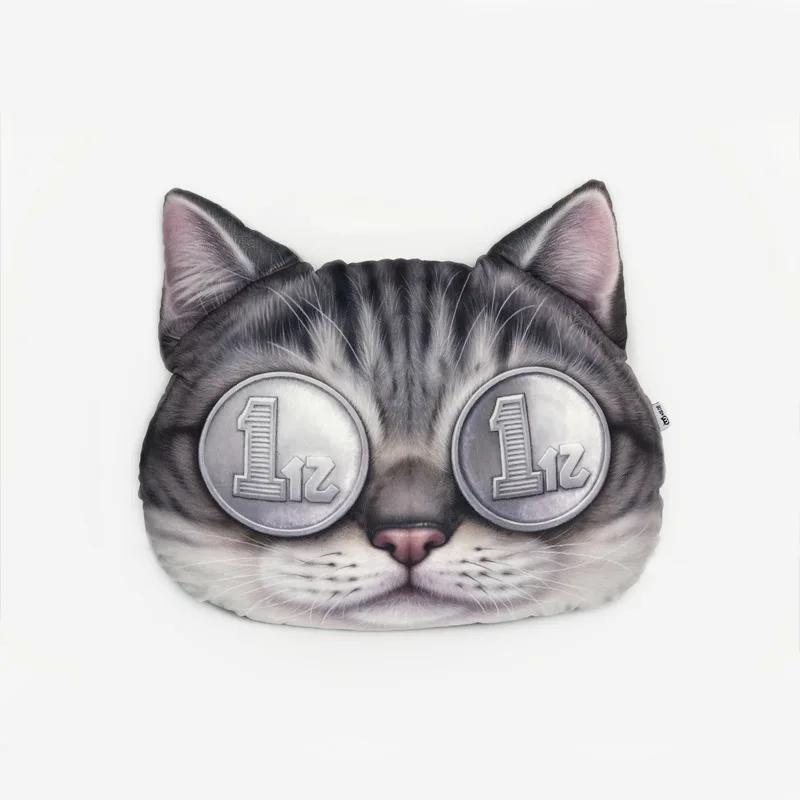 New 3D Lovely Cat Head Cushion Cover Cartoon Sofa Office Nap Pillow Washable Pillowcase Car Seat Cushions Cover Without Core