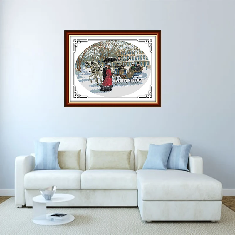 Inverno Neve Trasporto Sacchetto di Materiale di Carattere Europeo Street View Cross Stitch Kit Fatti A Mano Croce Cucito Ricamo