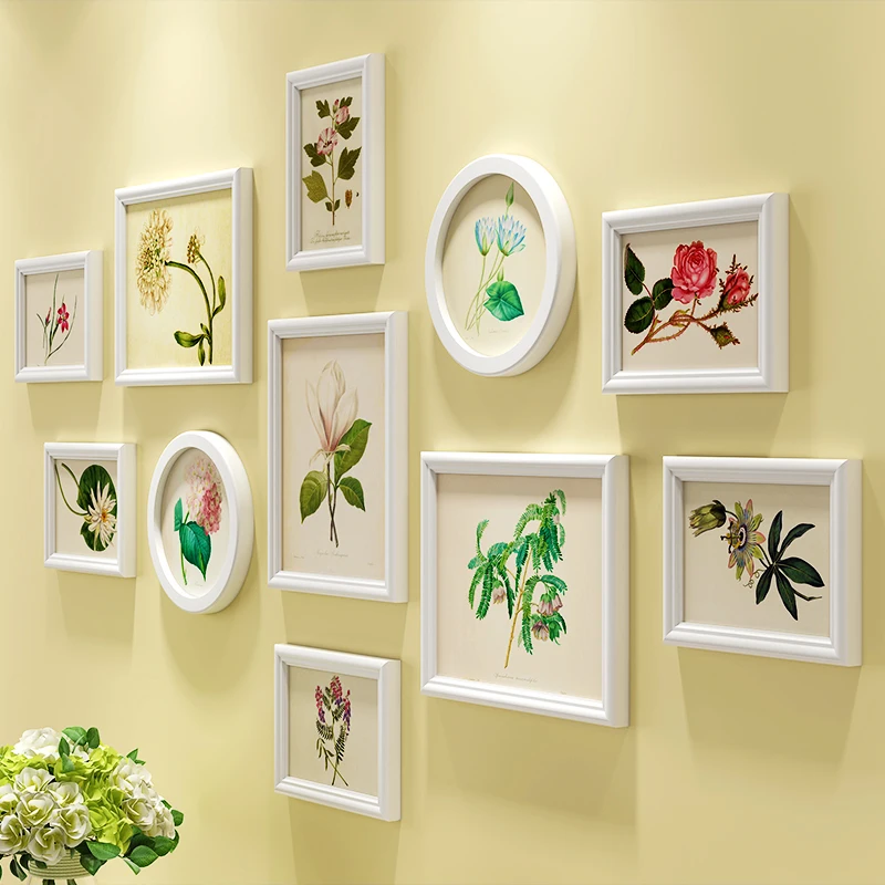 Spring Animals Print Wooden Wall Hanging Photo Frames Set 11pcs/set Wooden Picture Frames Set Home Decoration Photo Frames Set