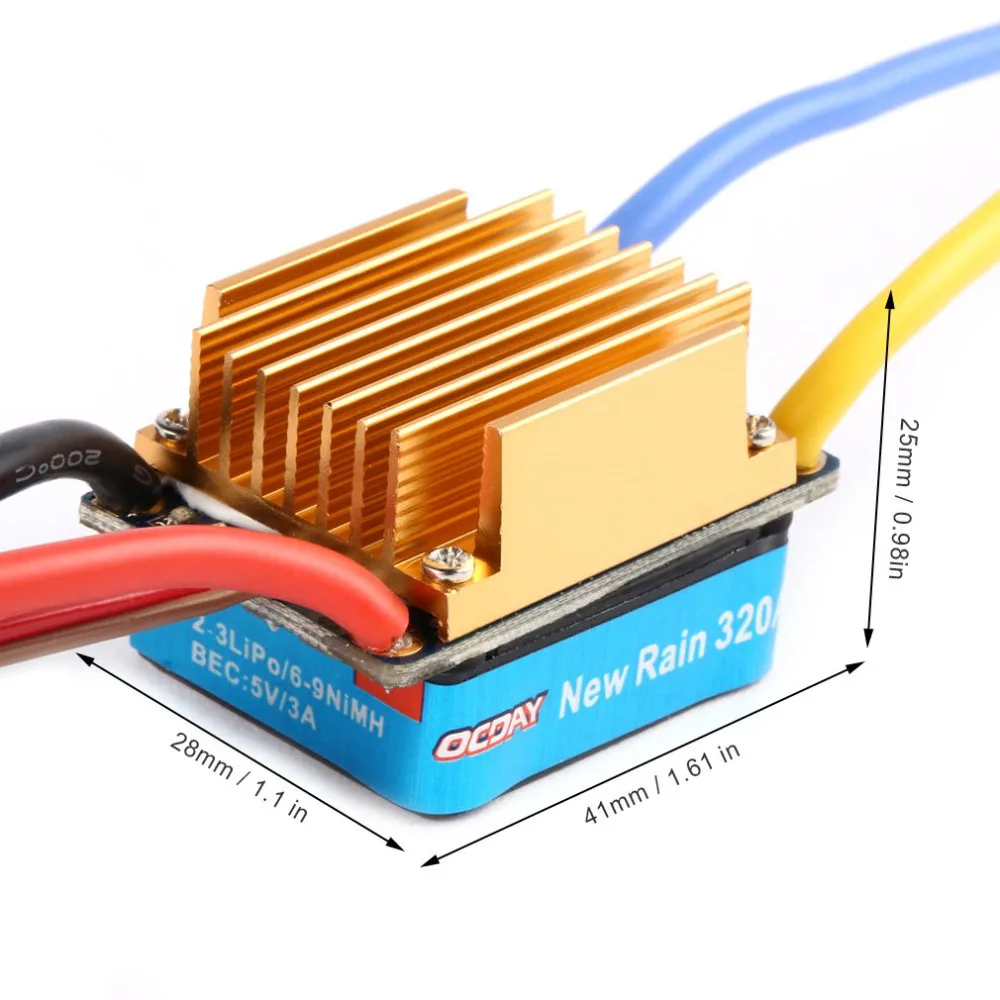 OCDAY 5-13V 320A Waterproof 3S 60A Brushed Motor ESC Electronic Speed Controller For 1/10 RC Car