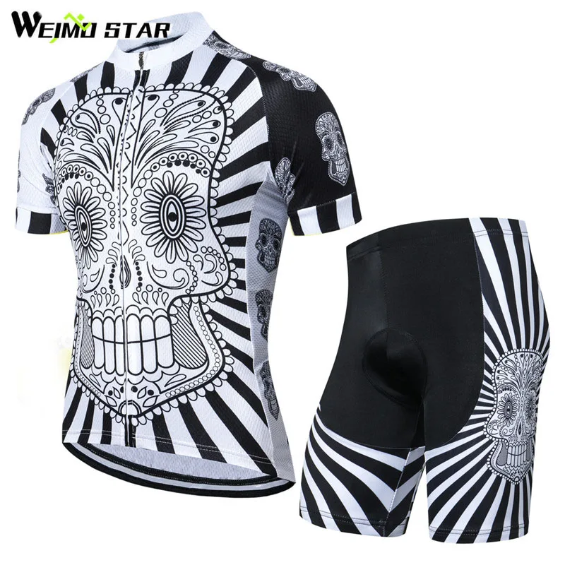 

Weimostar Brand Pro Team Skull Cycling Jersey Set Summer Short Sleeve Bicycle Clothing Breathable MTB Bike Jersey Ropa Ciclismo