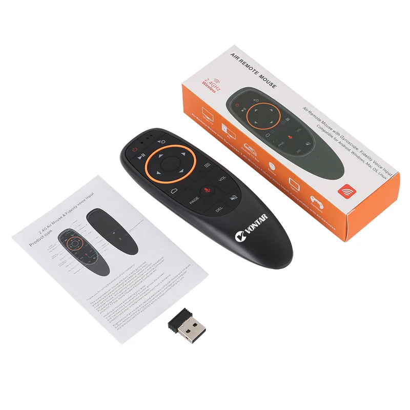 VONTAR G10 z pilotem air mouse z mikrofonem 2.4GHz bezprzewodowa mini klawiatura Google szukaj Gyro dla tv box z androidem PC