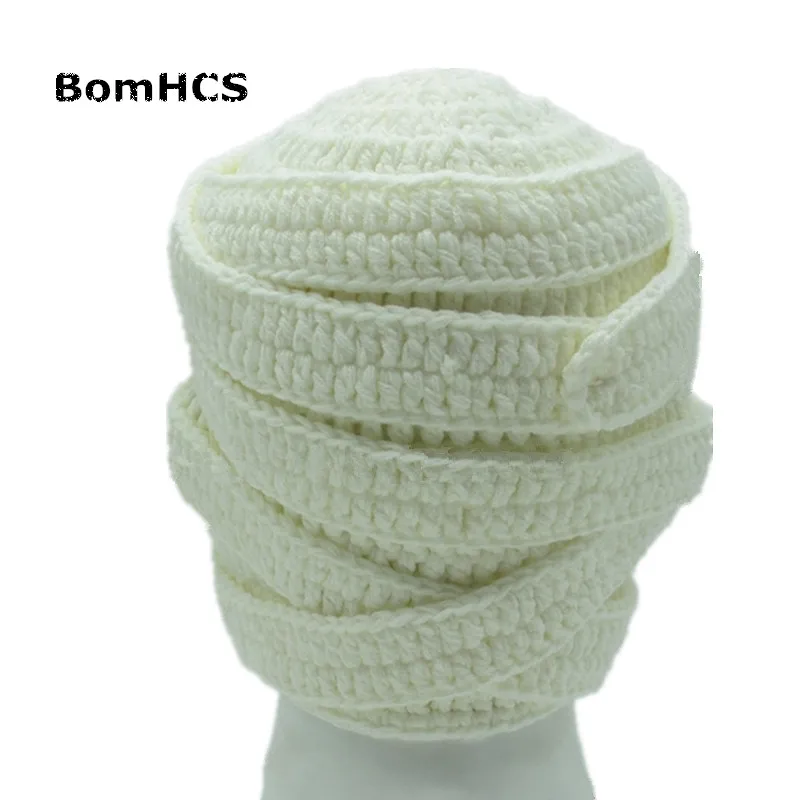 BomHCS Novetly Cool Zombie Mask Beanie Bandage 100% Handmade Knitted Funny Hat Cap