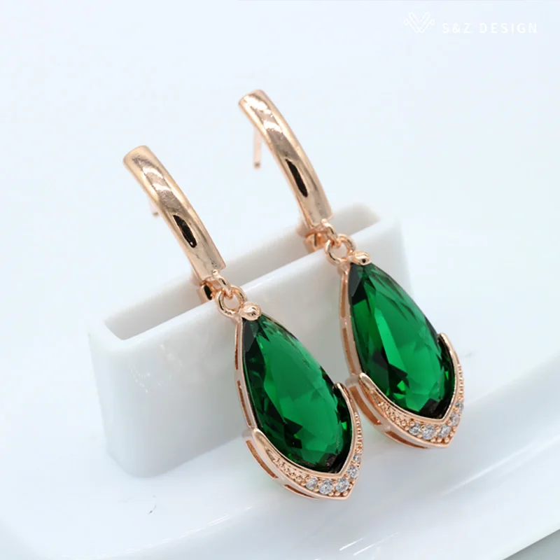 S&Z DESIG New Water Drop Long Style Zircon Earrings European and American Women Fashion Earrings Simple Personality Anti-allergy