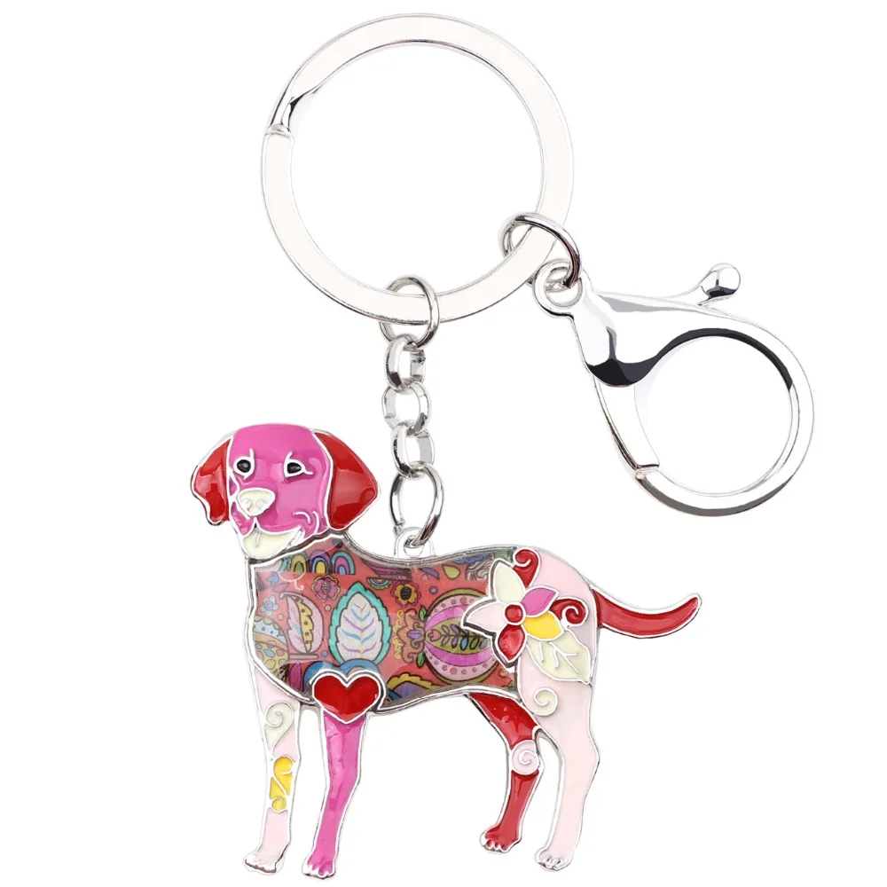 WEVENI Metal Labrador Dog Key Chain Key Ring Bag Charm Man Car Key Holder New Enamel Keychain Jewelry Accessories For Women