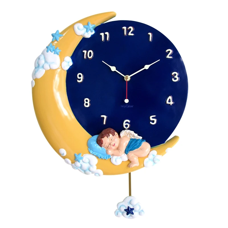 

New Creative Angel Luminous Wall Clock Home Fashion Clock Mute Stereo 3D Moon Garden Clock Table Creative Home Decor Accessories