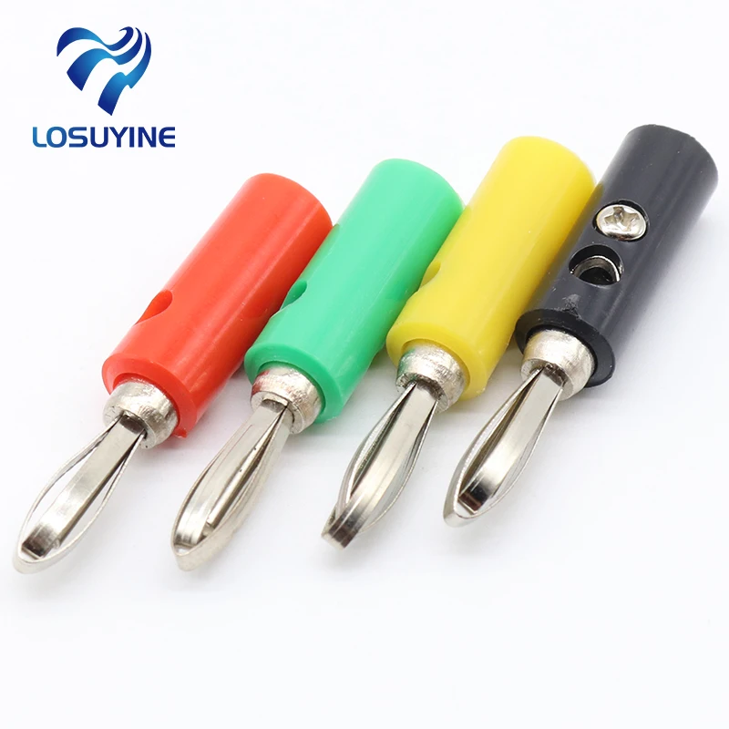 8pcs 4 color Wire Audio Speaker Cable Banana Plug Connectors 4mm Adapter