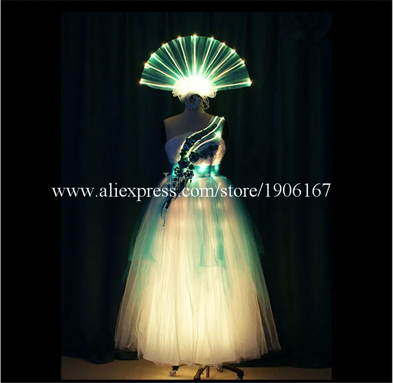 Catwalk TV Model Show Led Luminous Party Event Dress Programmable Full Color Led Light Up Christmas Stage Performance Clothes