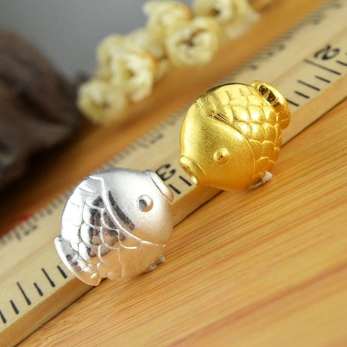 

100% 3D 999 Silver Fish Beads Good Luck Jewelry Beads Pure Silver Lucky Fish Beads DIY Jewelry Accessories