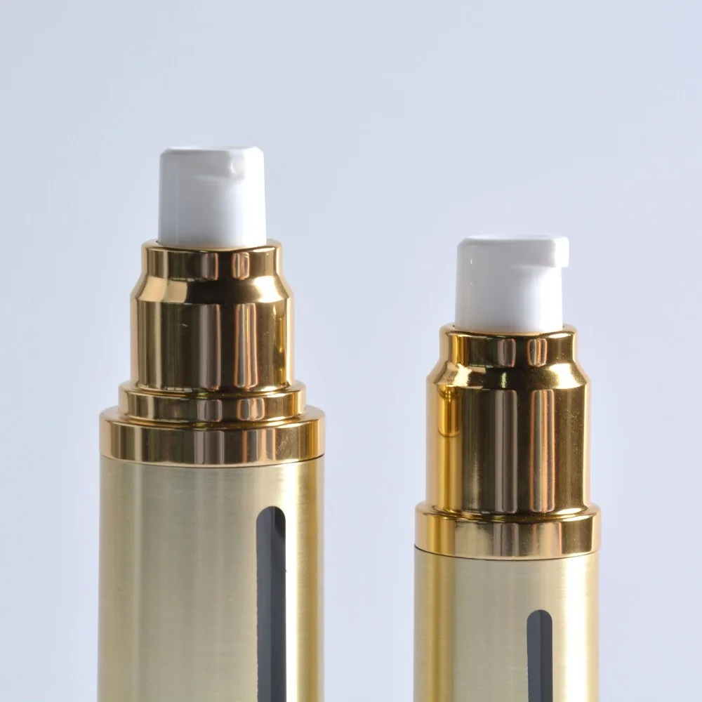 DHL Free 100pcs/lot High quality 30ml 50ml Gold Empty Serum Bottles Vacuum Pump Bottles AS Lotion Airless Bottle lin4526