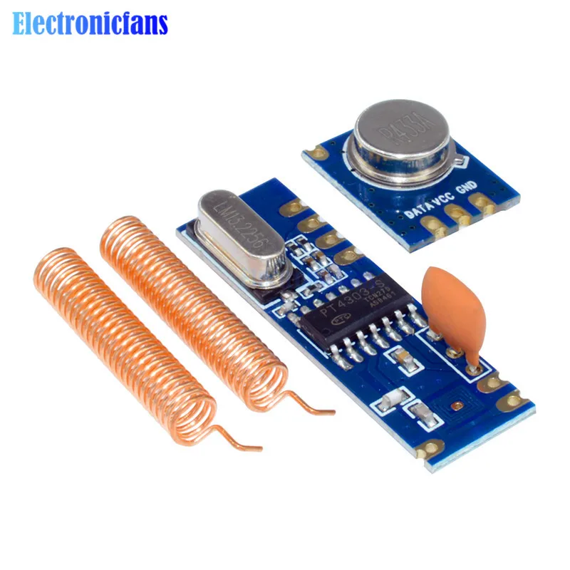 433MHz 100 Meters Wireless Module Kit ASK Transmitter STX882 + ASK Receiver SRX882 + 2Pcs Copper Spring Antenna