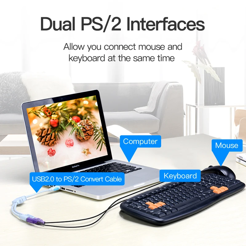 Intervento USB a PS2 Convertitore di Cavo Maschio USB a PS/2 Femmina Adattatore Cavo di Estensione USB Per Tastiera Mouse scanner PS2 Cavo USB