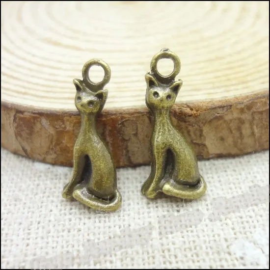 

Wholesale 90pcs Vintage Charms Cat Pendant Antique bronze Fit Bracelets Necklace DIY Metal Jewelry Making