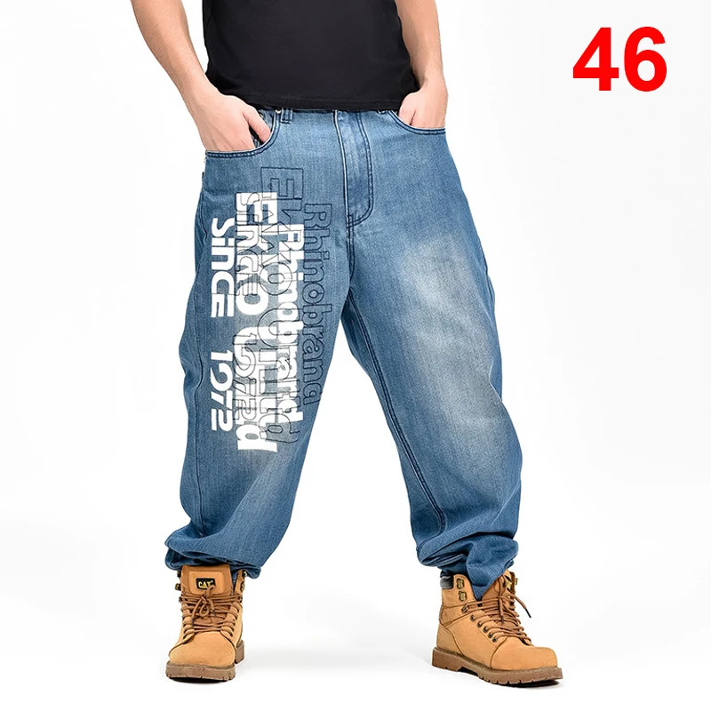 

Baggy Jeans Men Denim Pants Loose Streetwear Jeans Hip Hop Casual Letter Print Skateboard Pants for Men Plus Size Trousers S098