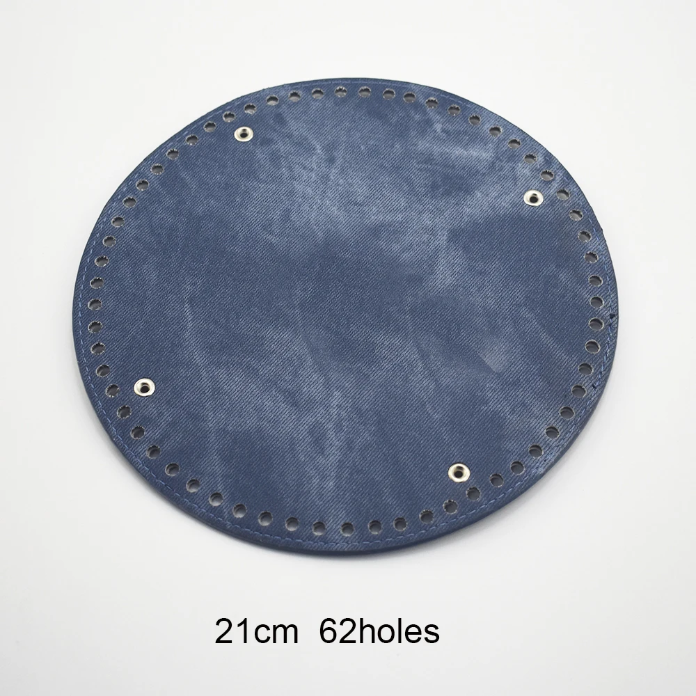 Bag Bottoms Leather + Denim Bag Round Bottom Women DIY  Retro Replacement for Girls Bucket Bags Handbag Bag Accessories  21*21cm