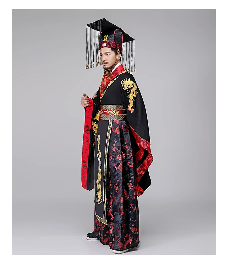 Vestido bordado masculino, fantasia sensual de dragão, vestido bordado tradicional masculino antigo hanfu, vestido imperial da dinasão qin