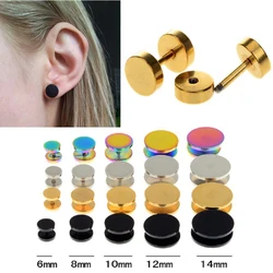 2Pcs Black Gold 6-14mm Surgical Steel Cheater Faux Fake Ear Plugs Flesh Tunnel Gauges Tapers Stretcher Earring Piercing Jewelry