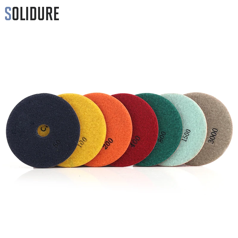 Almofadas de polimento molhado de diamante e espiral, disco flexível de design em mármore, para polir concreto ou granito, 7 cabeças, 100mm