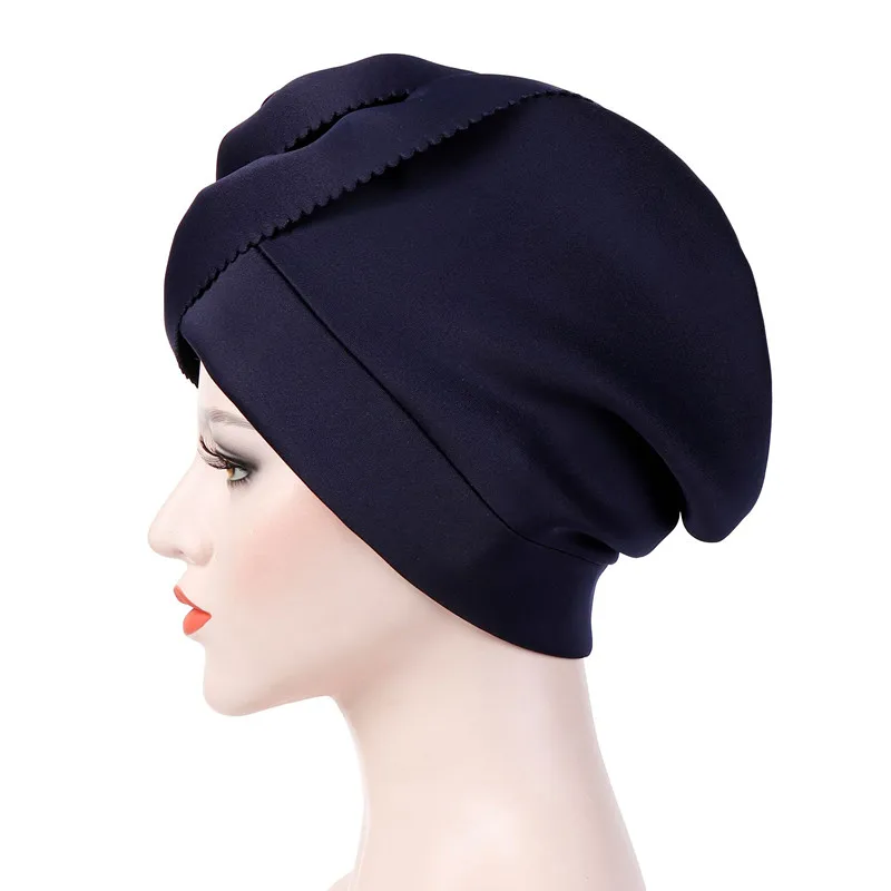 Muslim Women Big Flower Turban Hats Cancer Chemo Beanies Cap Hijab Pleated Wrap Head Cover Hair Loss Accessories