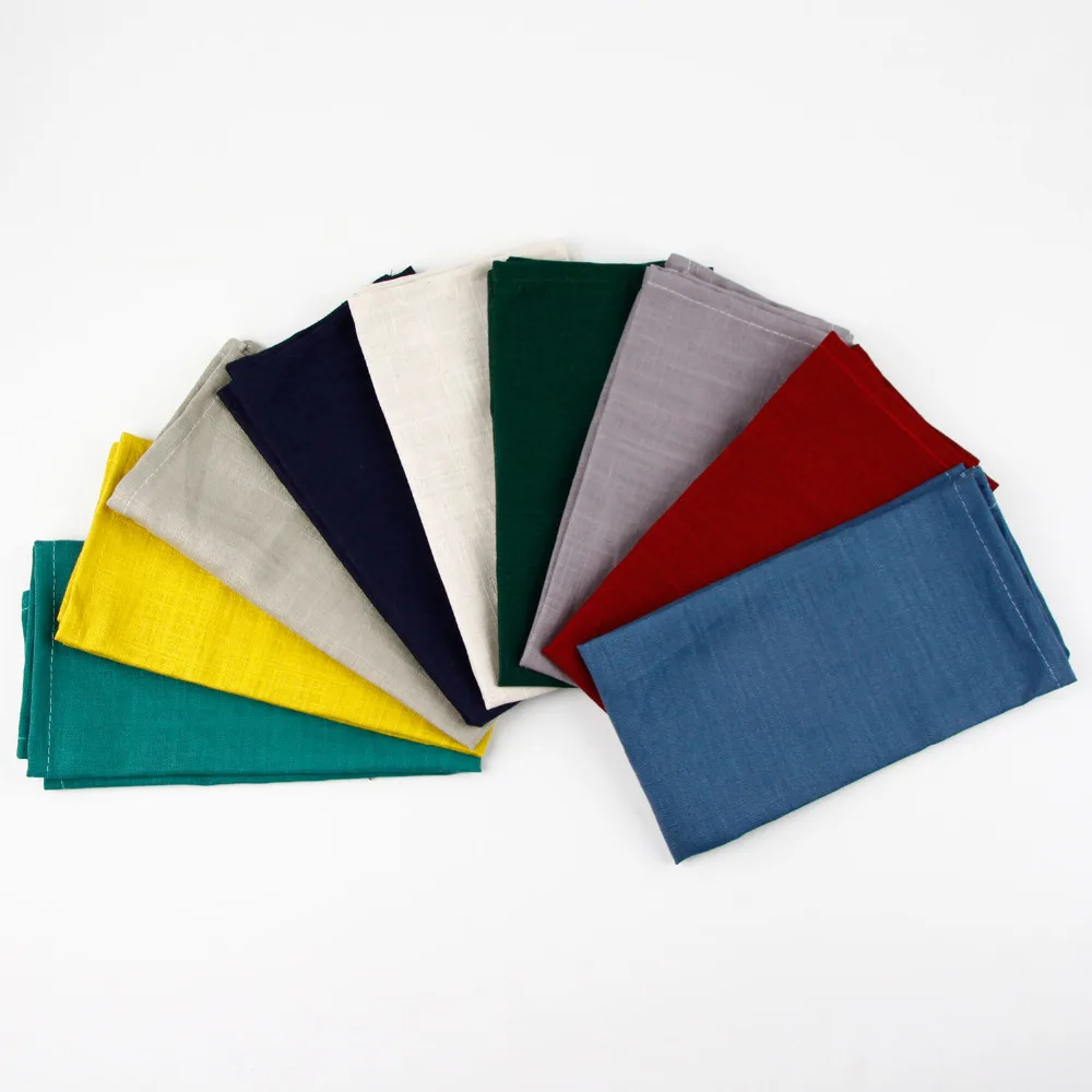 9 Colours 40 x 30 cm slub linen cotton Napkins heat insulation mat dining table mat Kids table Napkin fabric placemats