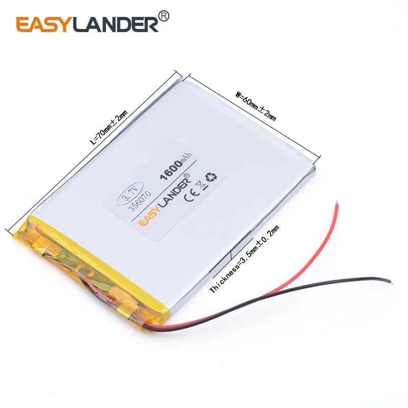 10 stücke/Los 3,7 1600 V mAh wiederauf ladbarer Lithium-Li-Ionen-Polymer-Akku für 7-Zoll-Tablet-PC Mitte PDA