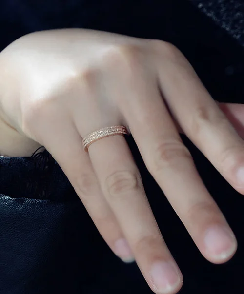 YUN RUO Brand Rose Gold Color Frosted Ring for Woman Girl Gift Couple Jewelry 316 L Stainless Steel Ring Never Fade Top Quality