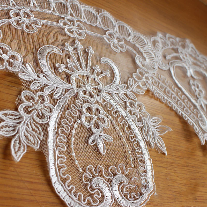 1Yard Ivory High Quality Lace Trim Wedding Dress Accessories DIY Manual Cloth Bridal Veil Headdress Fake Collar Material