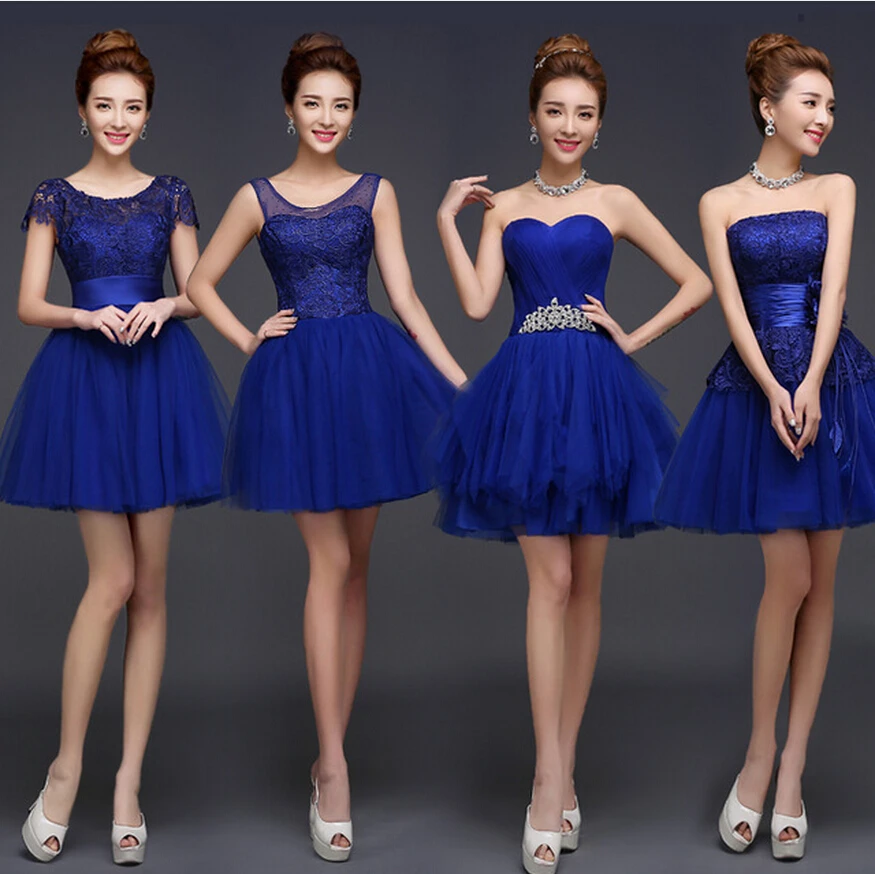 

Pretty 2021 Royal Blue Lace A-Line Short Bridesmaids Dresses ,Purple Champagne ivory cheap Prom dresses and bridesmaid dresse