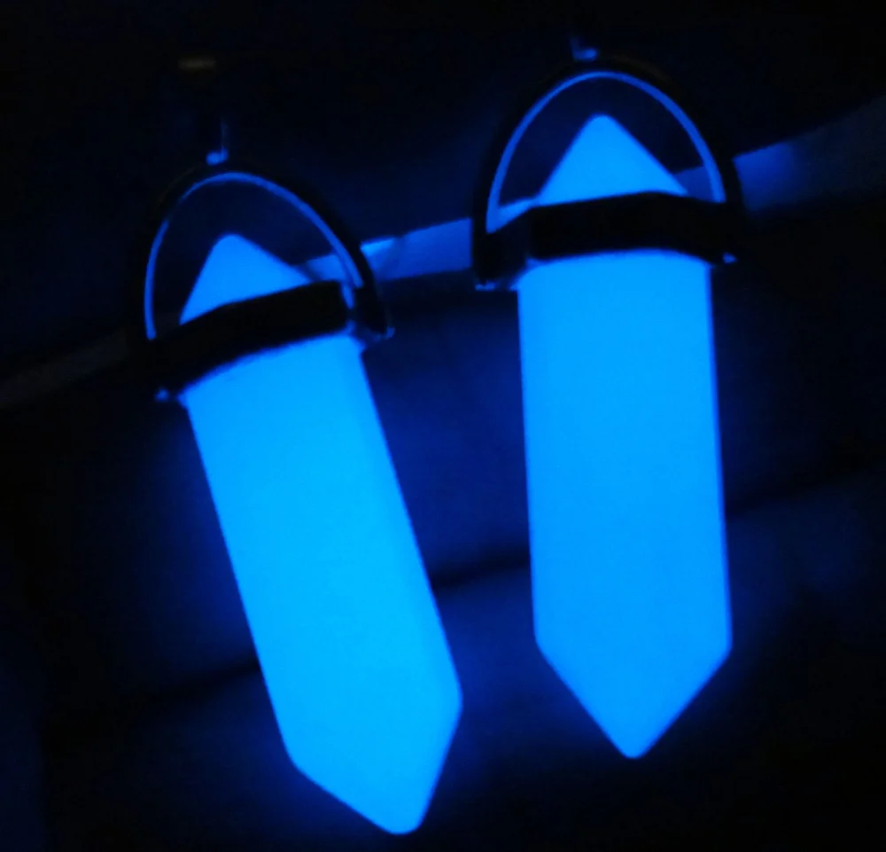 Natural stone Glow in the Dark Luminous Quartz Crystal Turquoises Pendant for diy Jewelry making necklace Accessories1pc image 2