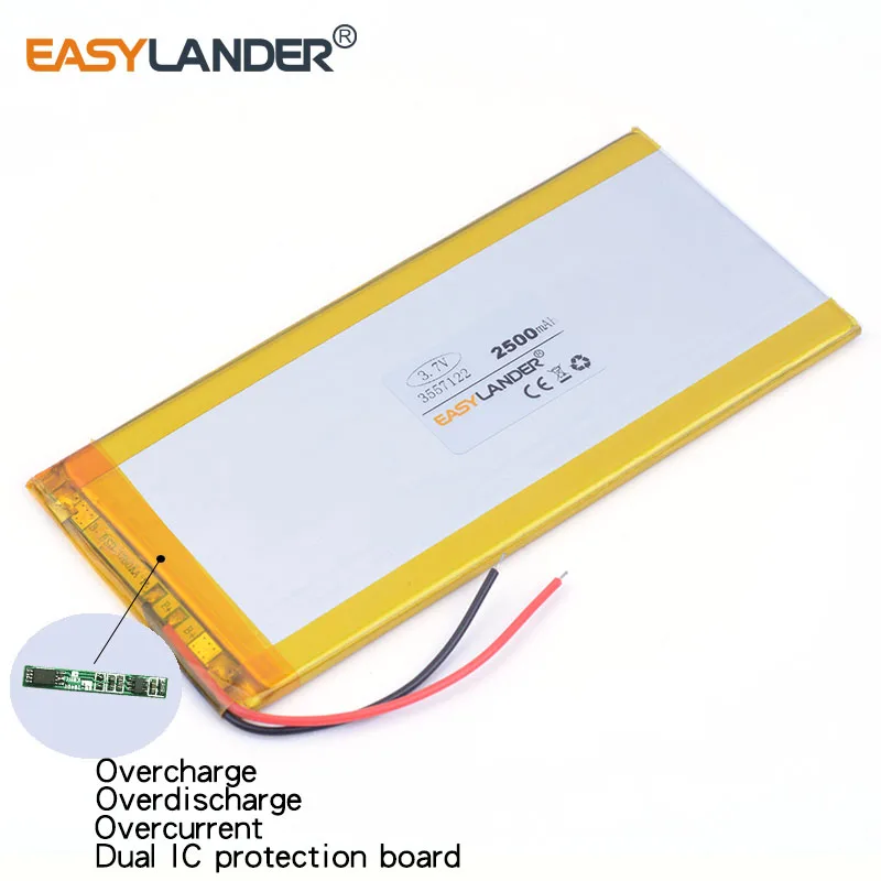 3557122   3,7 V 2500 mAh wiederaufladbarer Lithium-Li-Ionen-Polymer-Akku