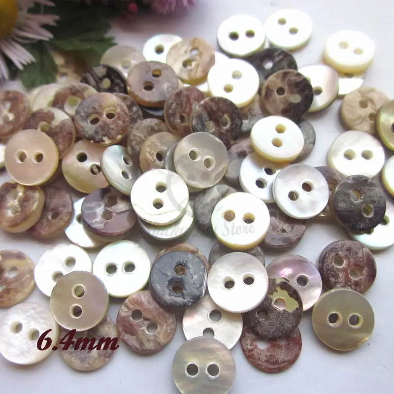 Mini buttons 60pcs 1/4" 6mm Tiny Shell Buttons for Doll Clothing Craft Decoration Real Shell Akoya Sewing Accessories