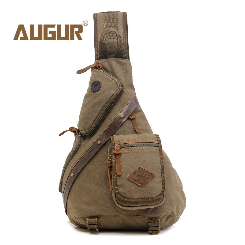 AUGUR Hot Sale Men Chest Back Pack Bag vintage Satchel Single Shoulder Bag Canvas Man Rucksack Knapack Bolsas Male