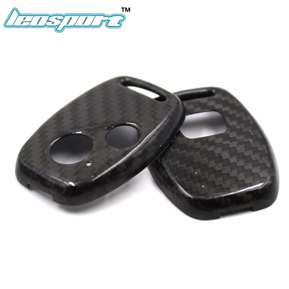 Leosport-carbon fiber key case cover shell real carbon fiber cover for For HONDA CIVIC DC5 with original red emblem with LOGO