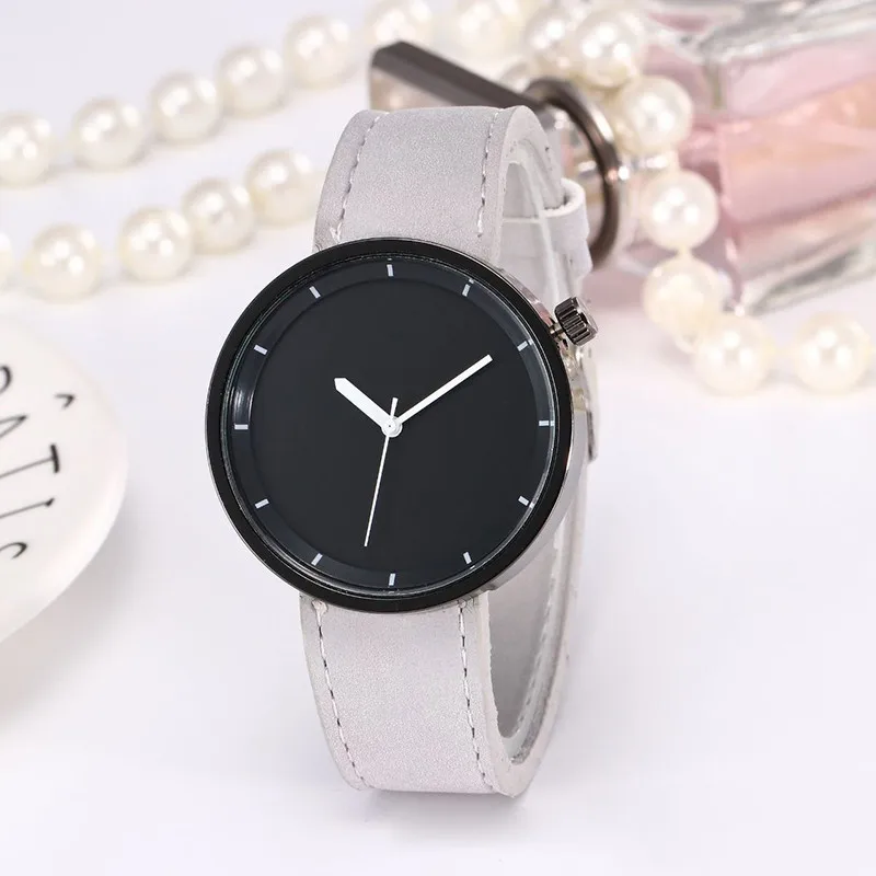 New design Brief Women Relojes Men Quartz Wristwatch classic leather straps White needle length relogio masculino analog clock