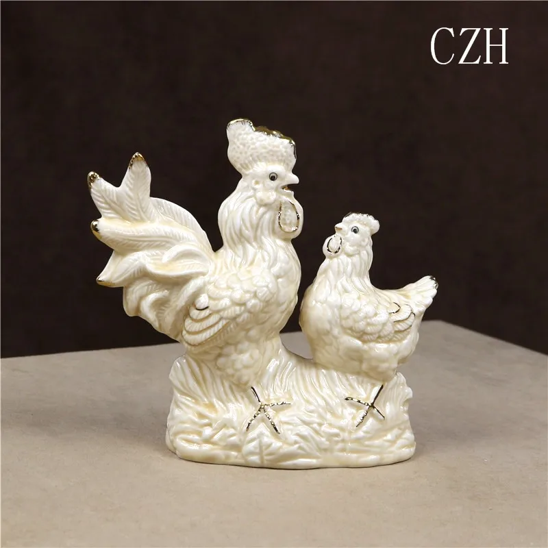 Escultura de porcelana para amantes de pollos, estatuilla de pollito de cerámica hecha a mano, decoración de China, arte presente y accesorios de adorno artesanal