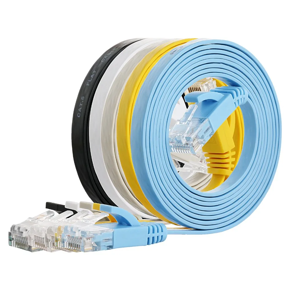 Płaski kabel sieciowy 1M Cat6 Biały kabel Ethernet RJ45 Nieekranowana skręcona para 3,3 FT Niska cena Przewód internetowy