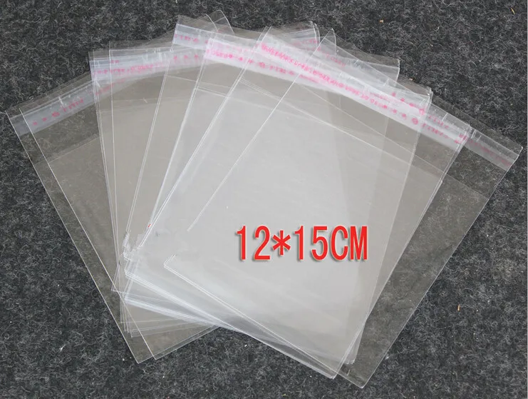 500PCS 12x15cm opp transparent clear self adhesive seal plastic bags for necklace/jewelry/gift/Headbands diy small packing bag