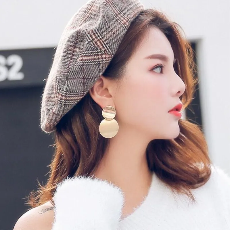 Geometric Metal Pendant Earring Gold Silver Color Statement Circle Punk Dangle Earring Women Personality Jewelry 2136