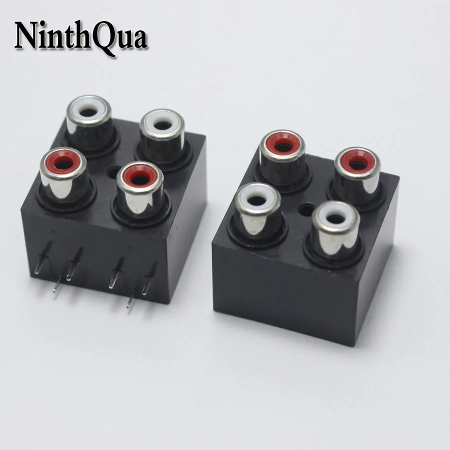 NinthQua 1ps RCA4-7 Socket 90 Degrees Pin AV Lotus jack Sealed Type AV4-8.4-7 4Pole Audio Connector