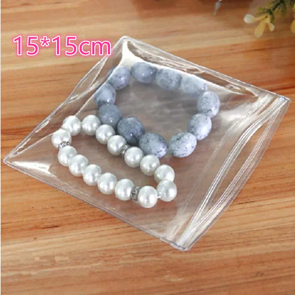 

15*15cm Clear PVC Zip Lock Anti-oxidation Jade Plastic Packing Pouch Jewelry Earrings Ziplock Anti-tarnish Bag For Event 50Pcs