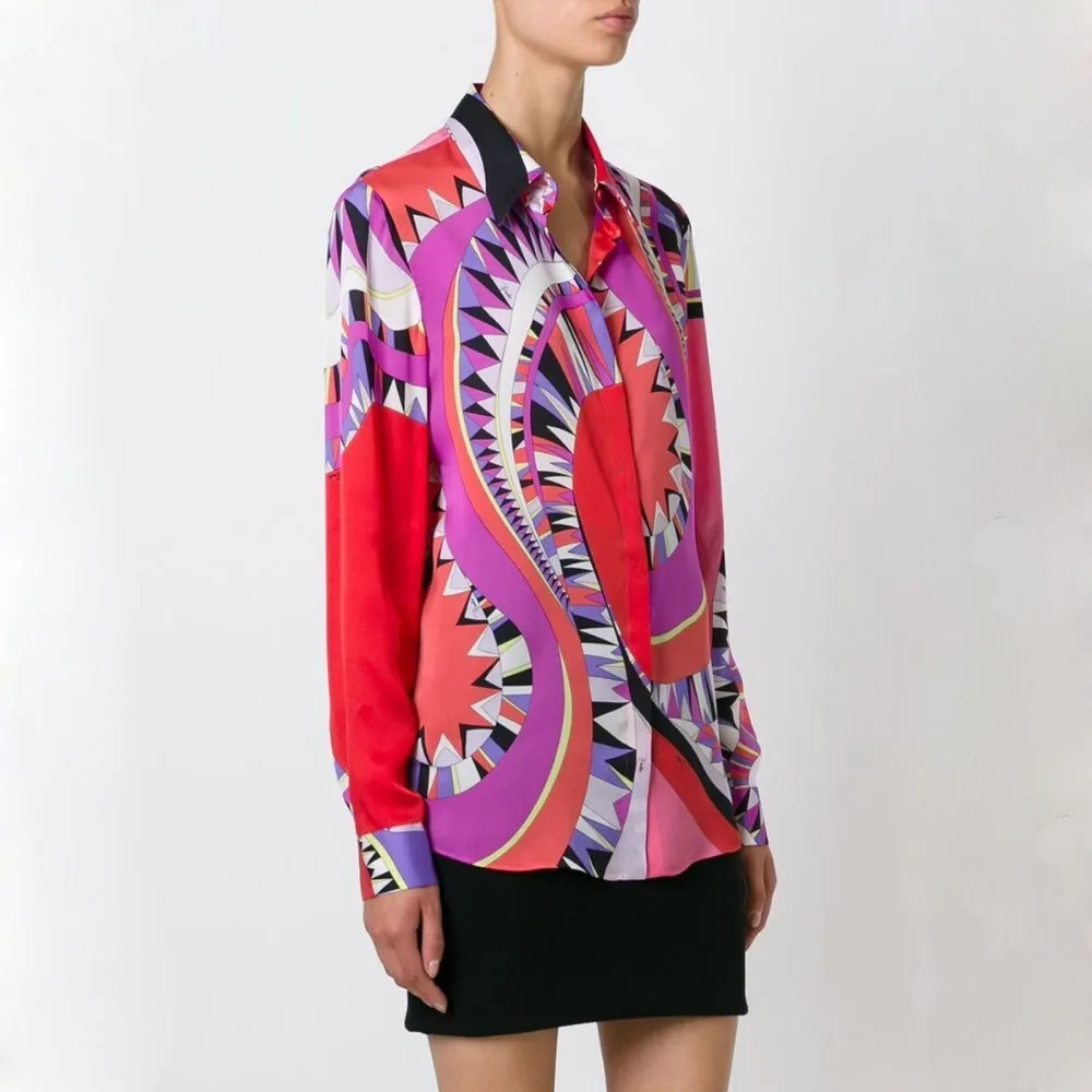 the latest Italian brand fashion knitting slim  plus size  printing long sleeve shirt