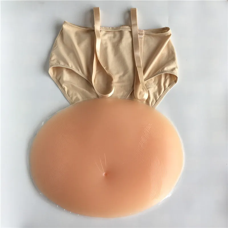 

fake pregnant belly silicone tummy hold by suspender trousers for realistic false pregnancy movie props invisible real