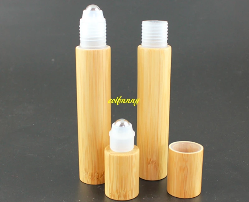 

300pcs/lot 15ML Bamboo Roll On Bottle Empty Essential Oil Bottle Cosmetic Lotion Liquid Perfume Oil Refillable Sample Container