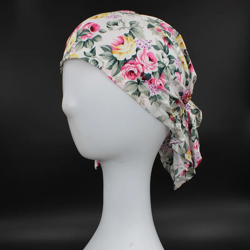 LOVINGSHA Girl Floral Bandanas Women Hip-hop Turban Cap Headwear Lady Rural Caps Female Fashion Headscarf Polyester HD008