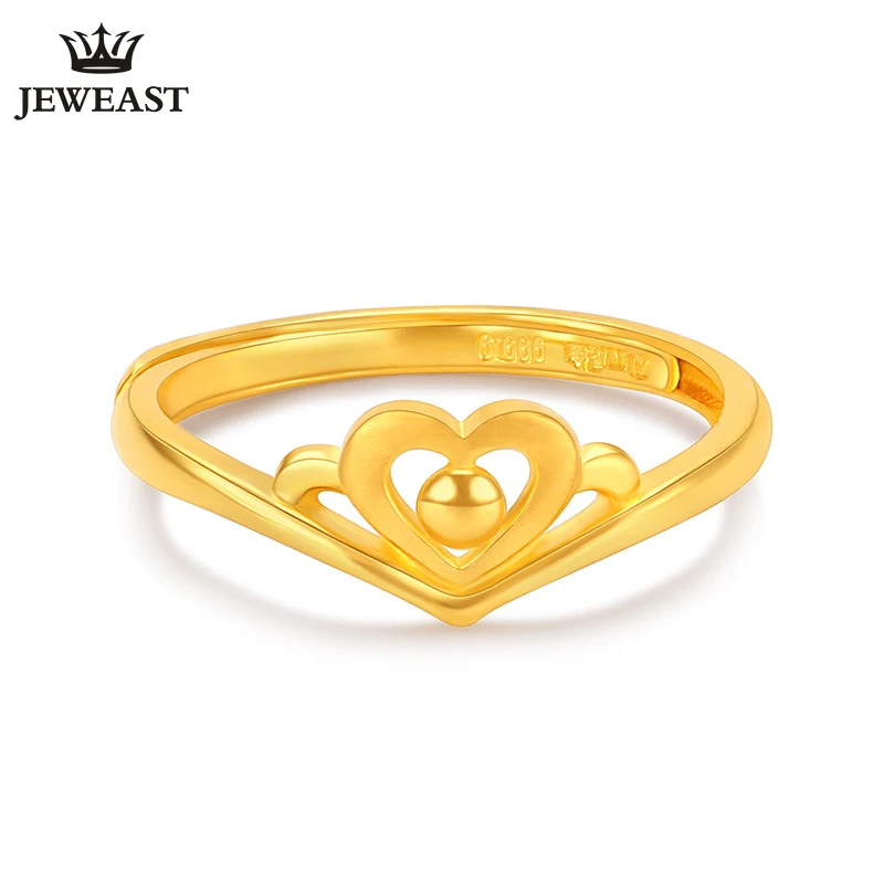 

JLZB 24K Pure Gold Ring Real AU 999 Solid Gold Rings Beautiful Heart Crown Upscale Trendy Classic Jewelry Hot Sell New 2020