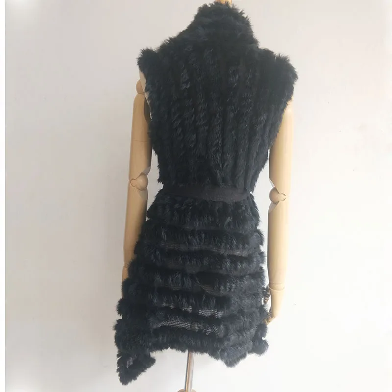 Mulheres colete de pele real para 2021 primavera genuíno coletes de pele de coelho de malha senhoras outono pele gilet natural coelho gilets feminino