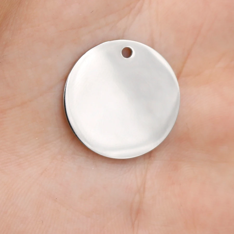 Fnixtar 20 Teile/los Größe 8-30mm Spiegel Polnischen Edelstahl Charms Runde Stanzen Rohlinge Charms Für DIY Herstellung von Schmuck Halskette – Detail 3