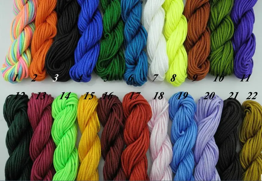 

1.5mm 22 Colors For Choosing 160m/180YD Eco-friendly Chinese Knots Cord Satin/Rattail Nylon Beading Cord